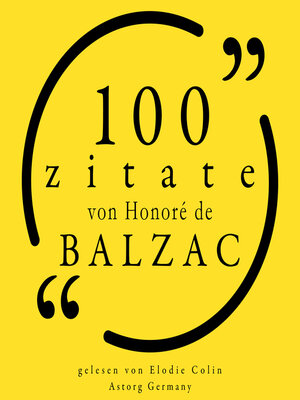 cover image of 100 Zitate von Honoré de Balzac